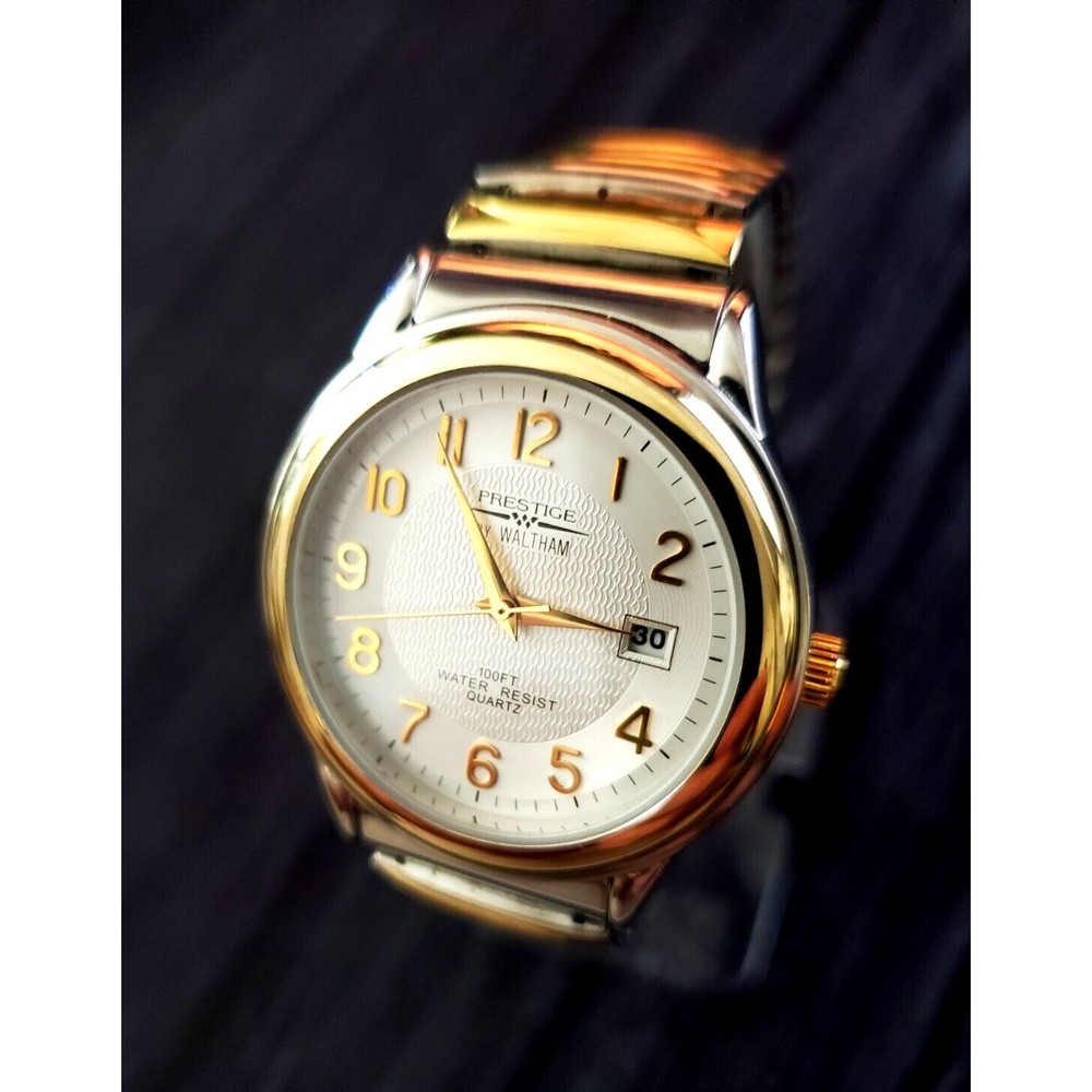 RARE Pristine Vintage WALTHAM Prestige 1980's Quartz Datejust Retro Men's Watch‎